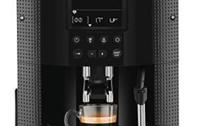 Krups Essential Machine à Café à Grain Machine à Café Broyeur Grain Cafetière Expresso Ecran LCD Nettoyage Automatique Buse Vapeur Cappuccino Noire YY8135FD