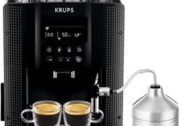 Krups Essential Machine à Café à Grain, Machine à Café, Broyeur Grain, Cafetière Expresso, Ecran LCD, Nettoyage Automatique, Buse Vapeur, Pot à Lait Inox Cappuccino EA816031