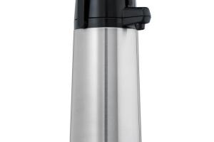 Melitta Bouteille isotherme à pompe, 2,2 litres, env. 18 tasses, piston en acier inoxydable, acier inoxydable, argent/noir Melitta Bouteille isotherme à pompe, 2,2 litres, env. 18 tasses, piston en acier inoxydable, acier inoxydable, argent/noir