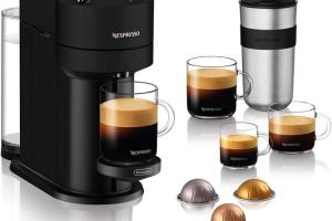 Nespresso DeLonghi Machine à Café Vertuo Next Noir Mat 5 Tailles de Tasses + Kit de Bienvenue Design Moderne Nespresso DeLonghi Machine à Café Vertuo Next Noir Mat 5 Tailles de Tasses + Kit de Bienvenue Design Moderne