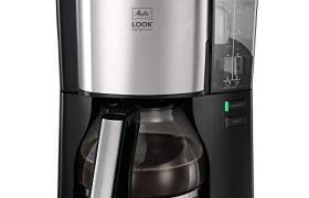 Melitta Look V Perfection, Noir / Inox, 1025-06 Cafetière Filtre avec Verseuse Verre, 10 à 15 Tasses, Réservoir d'Eau Amovible,