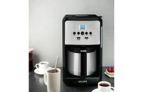 cafetière électrique programamble de 1,70L pour 10 tasses avec verseuse isotherme 1000W gris noir