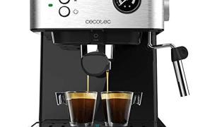 Cecotec Machine à café Espresso Power Espresso Professionale. 20 bars de Pression, Manomètre, 1.5L, Bras Double Sortie, Buse vapeur, Plateau Réchauffe-tasses, Finitions en Acier Inoxydable, 850 W.