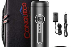 CONQUECO Machine a Cafe Portable, Expresso Capsule Cafetiere, 12V Chauffage Electrique, Parfait pour la Voiture et le Camping, (Compatible avec les Capsules Nespresso Orignal)