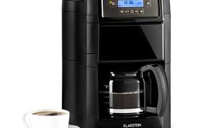 KLARSTEIN Machine a Cafe Grain, Cafetiere a Grain avec Broyeur 1000W, Minuterie et Filtre à charbon actif, 5 Niveaux de Mouture, 10 Tasses, Cafetière à Grain Expresso, Machines à Café Automatiques