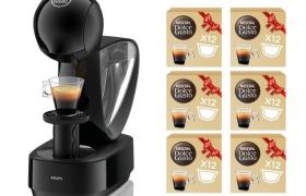 KRUPS Nescafé Dolce Gusto Infinissima YY5056FD Noir + 6 boites de café bio, Offre antigaspillage