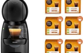 KRUPS YY4511FD Nescafé Dolce Gusto Piccolo XS Machine à café + 6 boites de capsules bio, Cafetière dosettes, Pression 15 bars, Gris