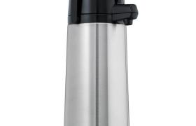 Melitta Bouteille isotherme à pompe, 2,2 litres, env. 18 tasses, piston en acier inoxydable, acier inoxydable, argent/noir