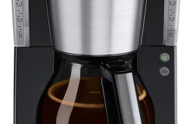 Melitta Cafetière à Filtre avec Verseuse en Verre, Sélecteur d'Arôme, Look DeLuxe, Noir/Acier Brossé, 1011-06