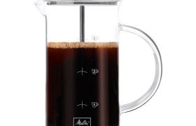 Melitta, cafetière à piston 3 tasses en verre et inox - standard