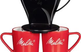 Melitta Kit De Filtration Manuelle, 1 Porte-filtre De Taille 1x4, 2 Mugs En Porcelaine (290 Ml), 5 Filtres À Café 1x4, Pour Over, Noir