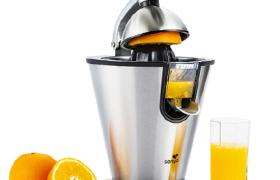 Presse agrumes électrique, bras levier, en acier inoxydable, 0.7l