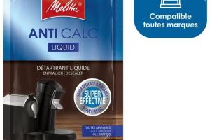 Détartrant liquide ANTI CALC pour machines à dosettes - MELITTA - Contenu suffisant pour un détartrage - Noir Détartrant liquide ANTI CALC pour machines à dosettes - MELITTA - Contenu suffisant pour un détartrage - Noir