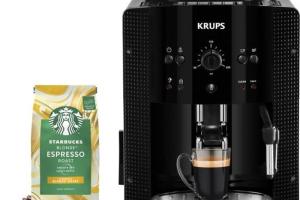 Expresso avec broyeur Krups YY4540FD ESSENTIAL Noire + 1 paquet café Starbucks Expresso avec broyeur Krups YY4540FD ESSENTIAL Noire + 1 paquet café Starbucks