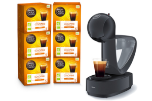 Expresso Krups DOLCE GUSTO YY4345FD INFINISSIMA GRIS + 6 boites de capsules café Bio