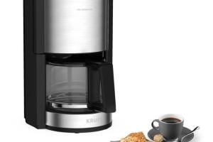 KRUPS Cafetière filtre électrique 1,25L Machine à café Pro Aroma Plus, 15 tasses, Noir Inox KM321010