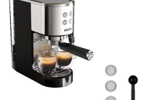 Krups Machine expresso à pompe inox Design compact Arrêt automatique Thermoblock XP444C10