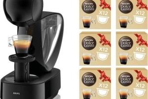 KRUPS Nescafé Dolce Gusto Infinissima Noir + 6 boites de café bio, Offre antigaspillage YY5056FD