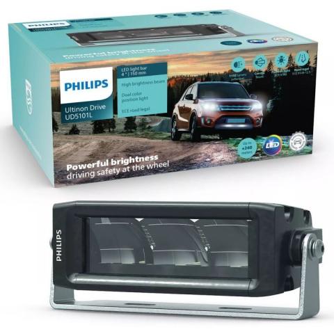 Barre LED Philips Ultinon Drive UD5101L 4" 150mm avec feux de position intégré - 1150Lms Combo Homologué Barre LED Philips Ultinon Drive UD5101L 4" 150mm avec feux de position intégré - 1150Lms Combo Homologué