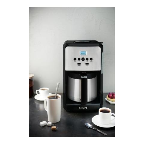 cafetière électrique programamble de 1,70L pour 10 tasses avec verseuse isotherme 1000W gris noir