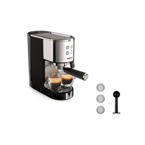Cafetière expresso - KRUPS - XP444C10 - Inox - 2 tasses - Arrêt automatique Cafetière expresso - KRUPS - XP444C10 - Inox - 2 tasses - Arrêt automatique