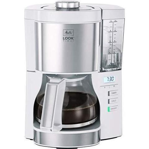 Cafetière filtre programmable Melitta Look V Timer 1025-07 - Blanc/Inox - AromaSelector - 10 à 15 tasses Cafetière filtre programmable Melitta Look V Timer 1025-07 - Blanc/Inox - AromaSelector - 10 à 15 tasses