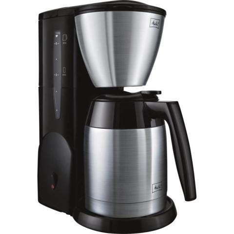 Cafetière Melitta Single 5 Therm Mug Acier brossé M728 Noir - 650W - 5 tasses - Stop goutte - Soupape d'arôme