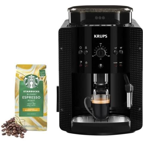 Expresso avec broyeur Krups YY4540FD ESSENTIAL Noire + 1 paquet café Starbucks Expresso avec broyeur Krups YY4540FD ESSENTIAL Noire + 1 paquet café Starbucks