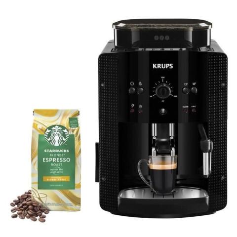 Expresso avec broyeur Krups YY4540FD ESSENTIAL Noire + 2 paquets café Starbucks