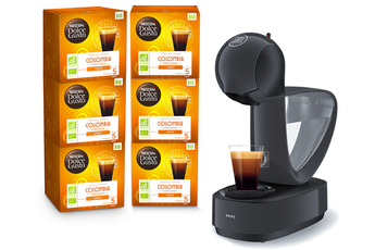 Expresso Krups DOLCE GUSTO YY4345FD INFINISSIMA GRIS + 6 boites de capsules café Bio Expresso Krups DOLCE GUSTO YY4345FD INFINISSIMA GRIS + 6 boites de capsules café Bio