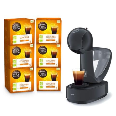 Expresso Krups Nescafé Dolce Gusto Infinissima YY4345FD et 6 boites de capsules café Bio 1500 W Gris Expresso Krups Nescafé Dolce Gusto Infinissima YY4345FD et 6 boites de capsules café Bio 1500 W Gris