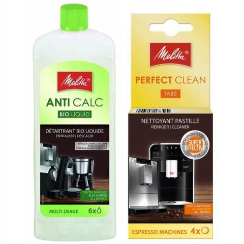 Kit entretien cafetière - Melitta - AntiCalc Bio Liquid et Perfect Clean - Détartrant écologique et nettoyage express Kit entretien cafetière - Melitta - AntiCalc Bio Liquid et Perfect Clean - Détartrant écologique et nettoyage express
