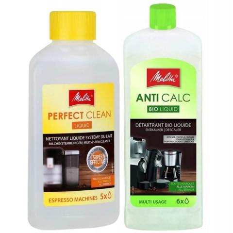 Kit entretien cafetière - Melitta - Perfect Clean Liquid et AntiCalc Bio Liquid - Nettoyage et détartrage éco Kit entretien cafetière - Melitta - Perfect Clean Liquid et AntiCalc Bio Liquid - Nettoyage et détartrage éco