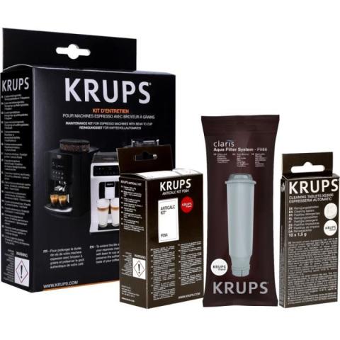 Kit de nettoyage pour machine à café Krups : Filtre à eau F088, pastilles de nettoyage XS3000, détartrant F054