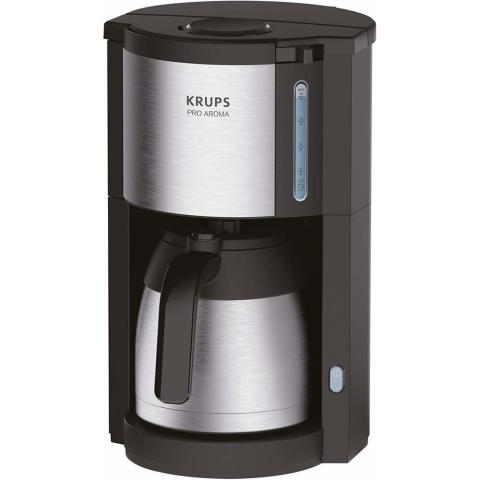 Krups cafetière électrique de 1,25L pour 10 a 15 tasses avec verseuse isotherme gris noir
