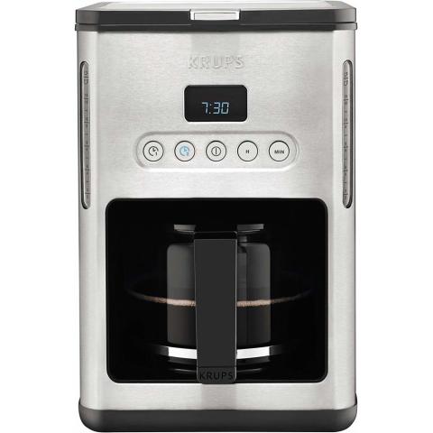 Krups cafetière électrique de 1,25L pour 10 tasses avec écran LCD et programmable 1000W gris