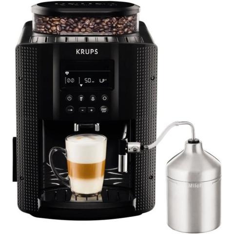 KRUPS EA816031 Machine espresso Essential  Full Auto avec broyeur - Ecran LCD - Mousseur à lait intégré - Noire