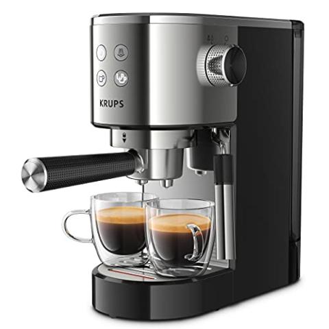 Krups INOX 1L Machine Expresso Virtuoso Automatique, 1 L, 1450 W, Compacte, 2 Tasses, Buse Vapeur pour Cappuccinos et Eau Chaude XP442C11, 1 Liter