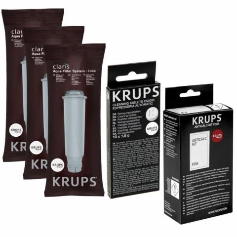KRUPS Kit pour machines à espresso 3x le filtre F088, de tablettes de nettoyage XS3000 et du kit de détartrage Anticalc F054 EA9010 KRUPS Kit pour machines à espresso 3x le filtre F088, de tablettes de nettoyage XS3000 et du kit de détartrage Anticalc F054 EA9010