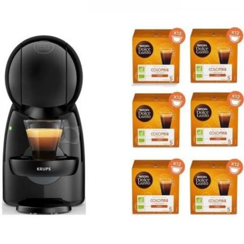 Krups Machine a Cafe KRUPS YY4511FD Nescafé Dolce Gusto Piccolo XS  + 6 boites de capsules bio, Cafetiere dosettes, Pression 15 bars,