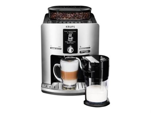 Krups Quattro Force EA82FE Latt'Espress - Machine à café automatique avec mousseur à lait - 15 bar - argent/noir Krups Quattro Force EA82FE Latt'Espress - Machine à café automatique avec mousseur à lait - 15 bar - argent/noir