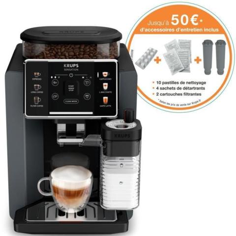 KRUPS Sensation Lait M85 Machine à café automatique 3 recettes cafés 3 lactées kit dentretien gris EA912HF1 KRUPS Sensation Lait M85 Machine à café automatique 3 recettes cafés 3 lactées kit dentretien gris EA912HF1