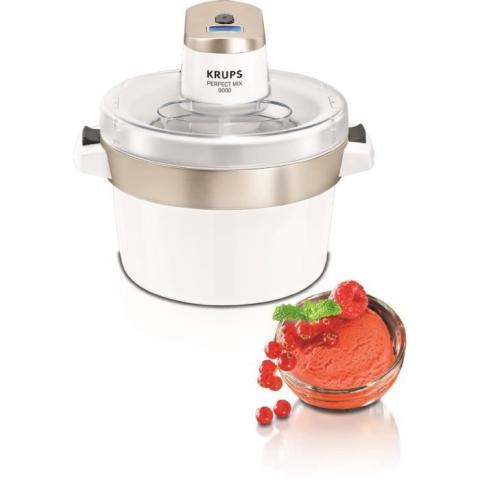 KRUPS Sorbetière, Capacité 1,6 L, Utilisation simple, Couvercle anti-éclaboussure, Machine à glace, Crèmes glacées, Sorbets GVS241