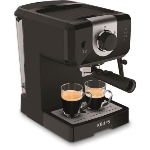 KRUPS XP320810 Opion Machine expresso, 2 tasses, 15 bars, Qualité professionelle, Buse vapeur pour Cappuccinos et eau chaude, Noir