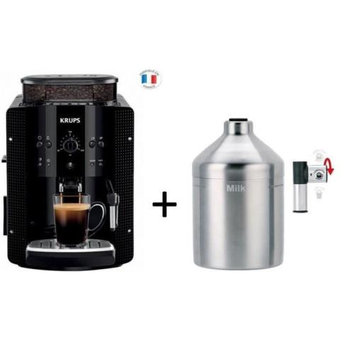 KRUPS YY8125FD Essential Machine à café, Broyeur à grain, expresso, Cappuccino + Accessoire Cappuccino et Pot à Lait Inox KRUPS YY8125FD Essential Machine à café, Broyeur à grain, expresso, Cappuccino + Accessoire Cappuccino et Pot à Lait Inox