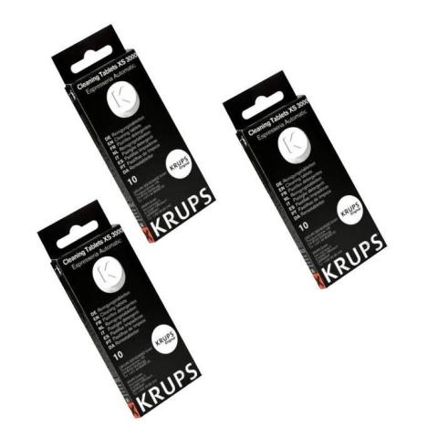 Lot de 3 boîtes de pastilles détergentes - KRUPS - Compatible Cafetières et Expresso - Blanc - 118563