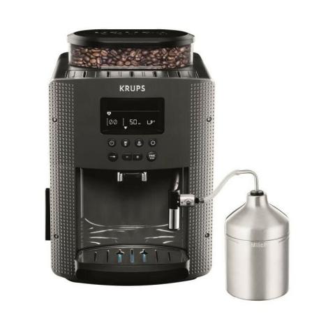 Machine a café broyeur grain, Mousseur de lait, 2 tasses espressos simultané, Nettoyage automatique, Essential grise YY5 - Krups Machine a café broyeur grain, Mousseur de lait, 2 tasses espressos simultané, Nettoyage automatique, Essential grise YY5 - Krups