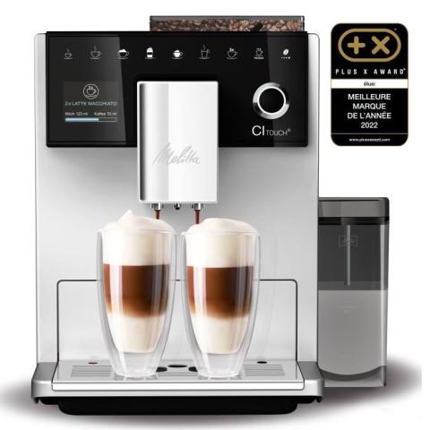 Machine à café avec broyeur MELITTA CI Touch® F630-101 - Réservoir amovible 1,8L - 2 réservoirs à grains - Ecran tactile - Argent