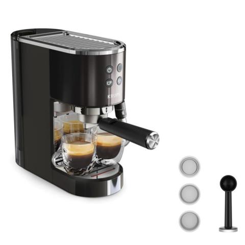 Machine à café expresso broyeur - KRUPS - XP444G - 15 bars - Buse vapeur - Compacte et moderne Machine à café expresso broyeur - KRUPS - XP444G - 15 bars - Buse vapeur - Compacte et moderne