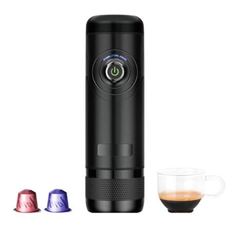 Machine à expresso portable sans fil Machine à café électrique 12 V voyage voyage en voiture, camping, bateau, randonnée compatible Nespresso Starbucks L'OR 18 bar batterie rechargeable
